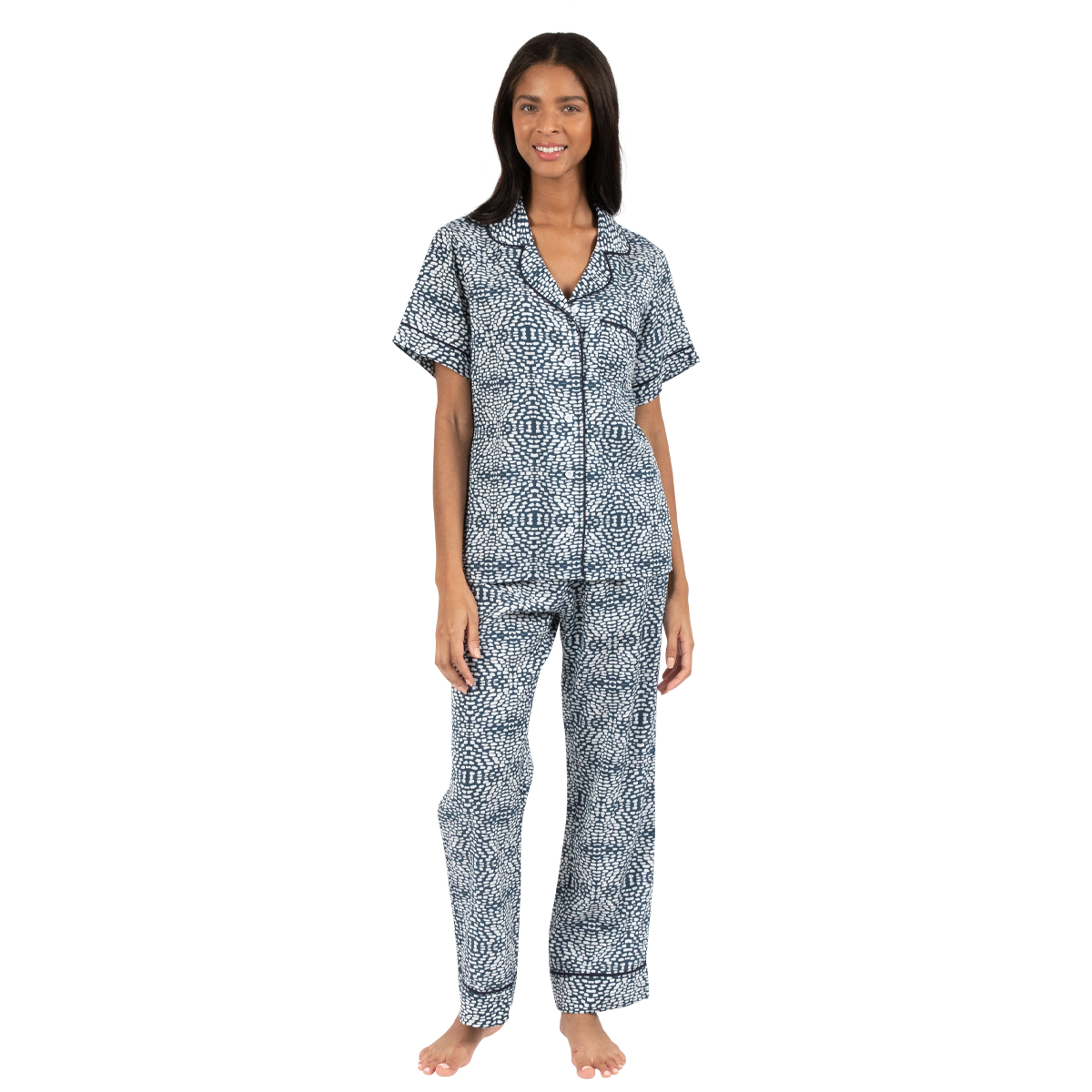 Pajama Set XS / Naval/White Watermarks Pajama Pants Set dombezalergii