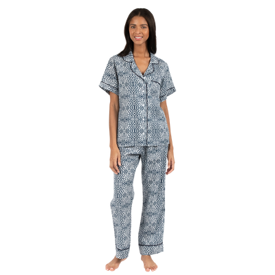 Pajama Set XS / Naval/White Watermarks Pajama Pants Set dombezalergii
