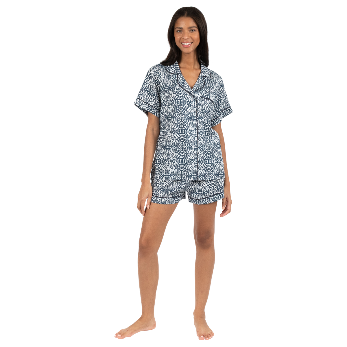 Pajama Set XS / Naval/White Watermarks Pajama Shorts Set dombezalergii