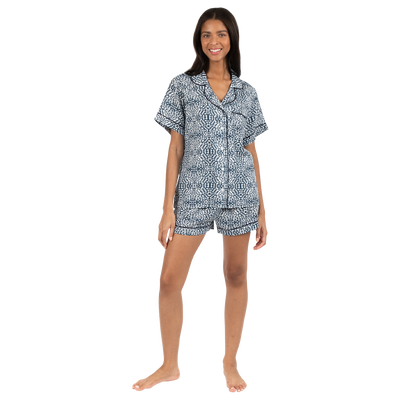 Pajama Set XS / Naval/White Watermarks Pajama Shorts Set dombezalergii