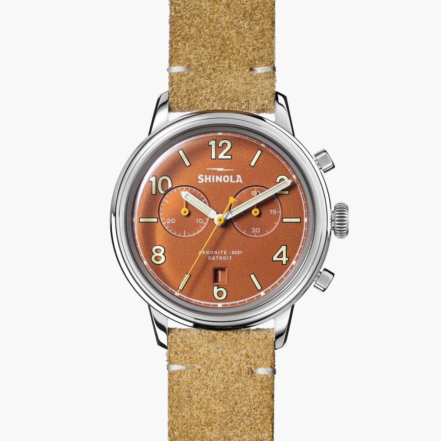 Shinola Traveler Chrono 42MM Textured Two-Eyed Chrono and Whip Stitch Leather Watch