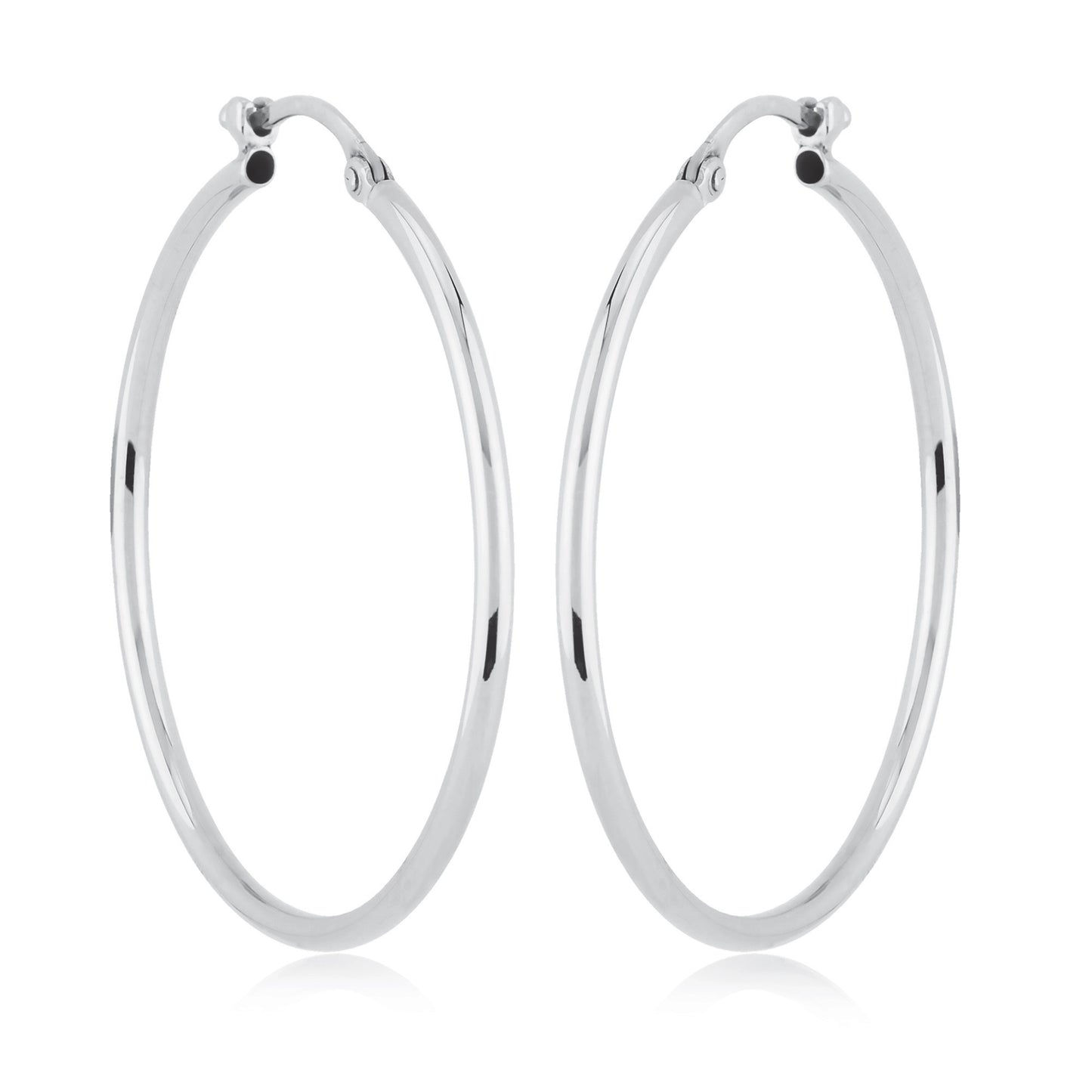 14k White Gold 1.5mm Thin Hoop Earrings