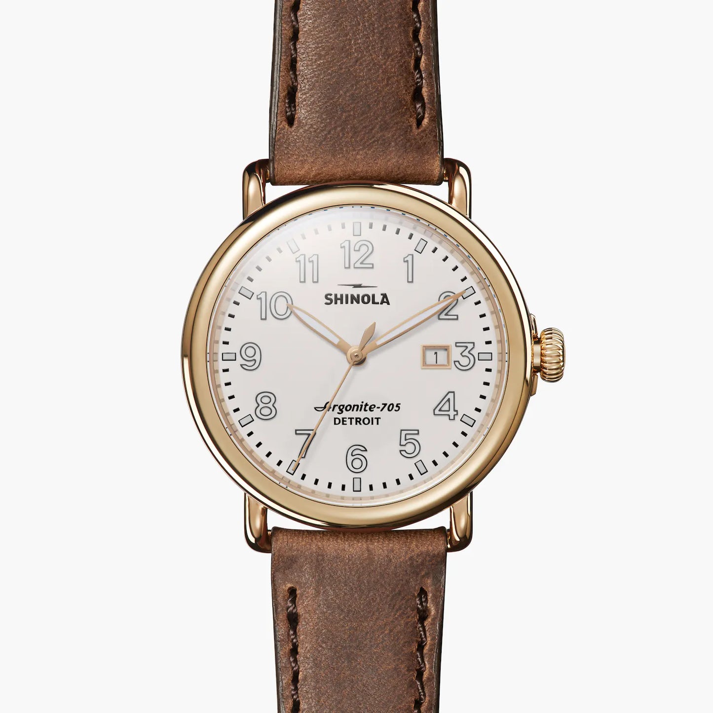 Shinola Runwell 41MM Ivory Dial and British Tan Grizzly Leather Strap Watch