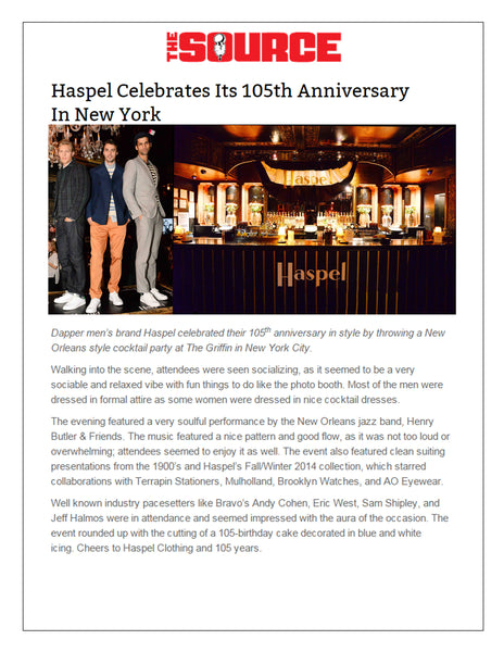 thesource.com feature Haspel celebrating 105 years in New York