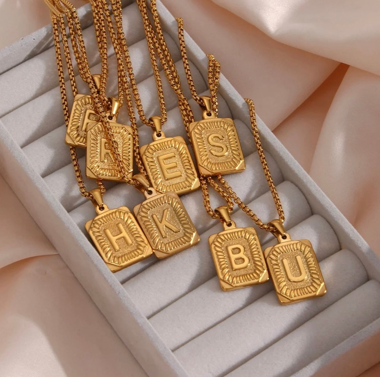 box letter necklace