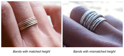 Stacking rings sets height comparison