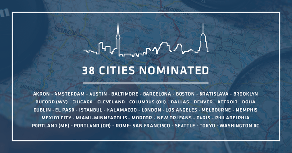 38 cities were nominated for the second RugYourCity design challenge
