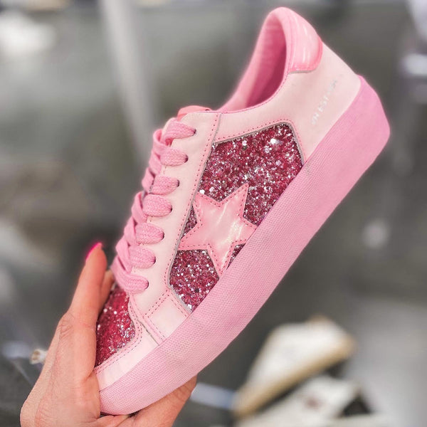 Pink Sparkle Vintage Havana Sneakers Brooke and Arrow