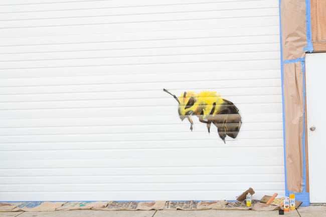 Honeybee Mural at Old Blue Raw Honey by artist Manny Arechiga