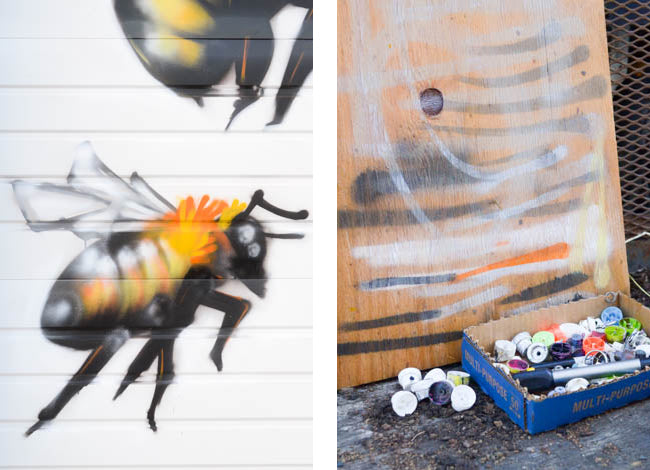 Honeybee Mural at Old Blue Raw Honey by artist Manny Arechiga