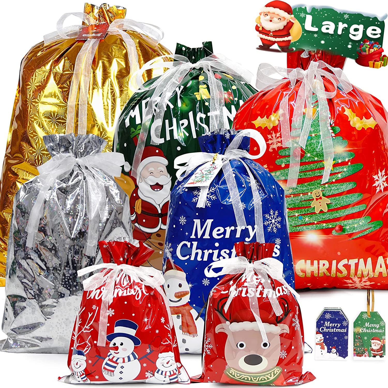 pull string christmas bags