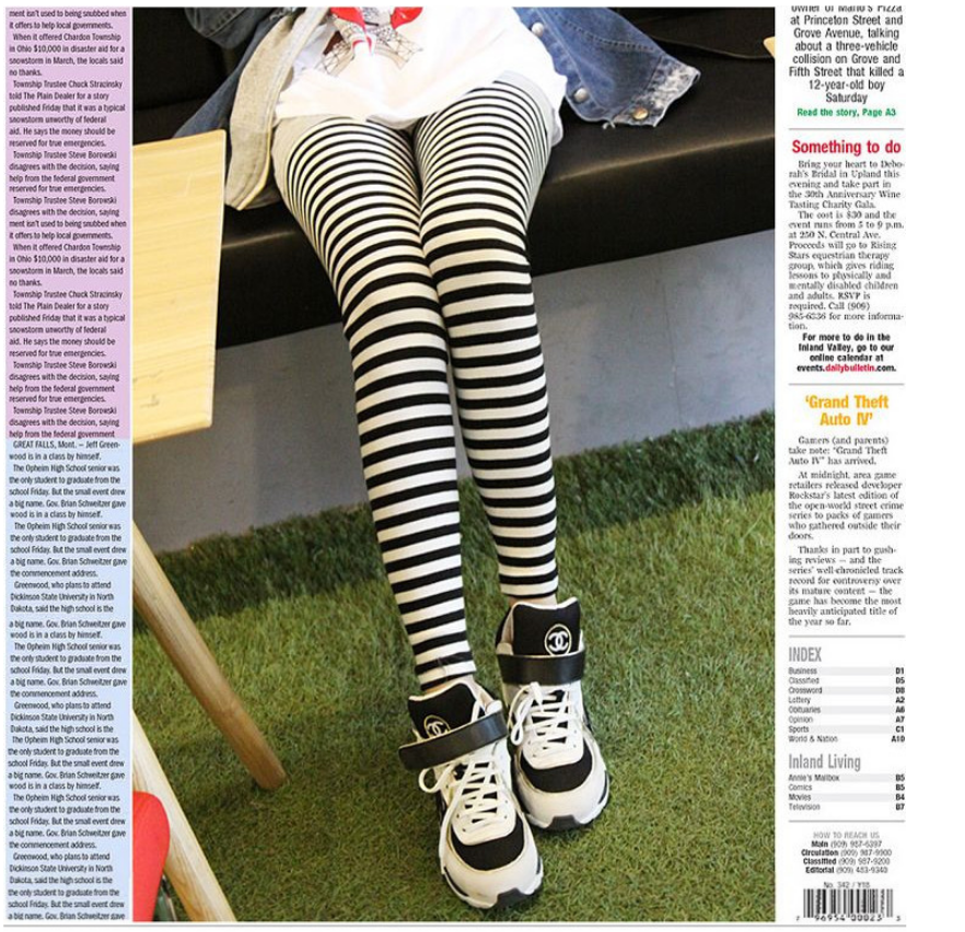 Lijkt op Stoffelijk overschot invoer Zwart-wit gestreepte legging | legging voor dames