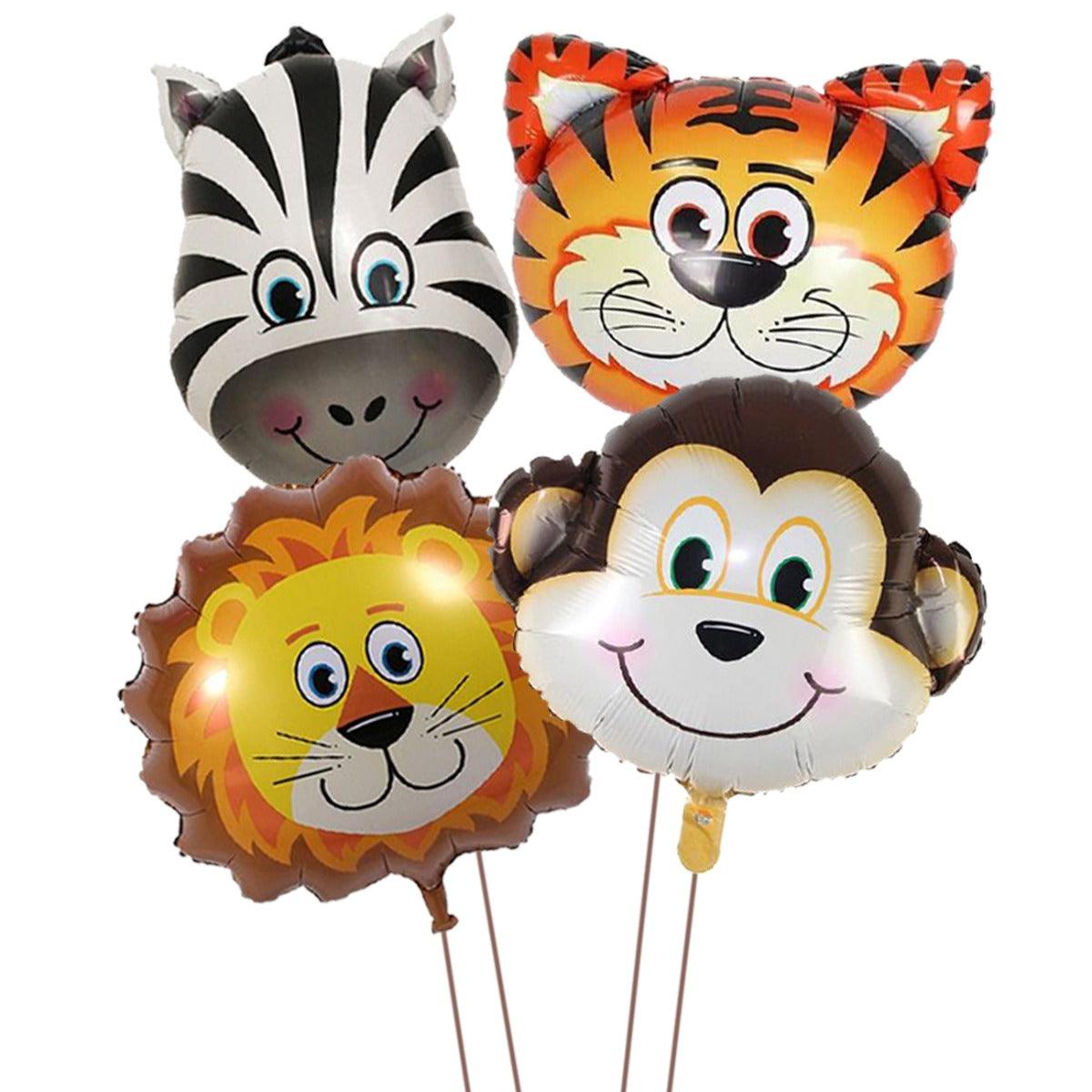 Buy PartyCorp Animal Head Shaped Foil Balloons, Jungle Theme Decoration  (Tiger, Lion, Monkey, Zebra) - Pack Of 4 Online at Best Price in India –  FunCorp India