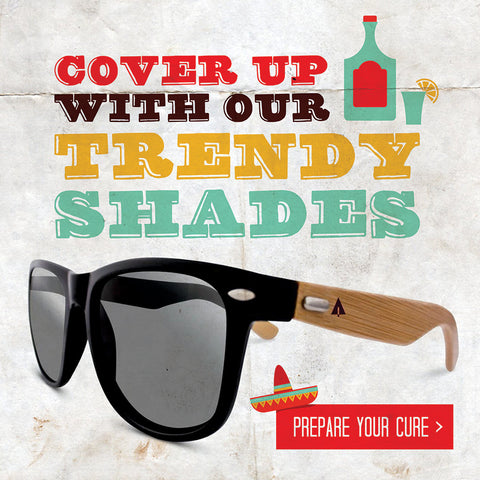 Cover Up With Our Trendy Shades. Let Tree Hut wooden sunglasses be your Cinco de Mayo cure!