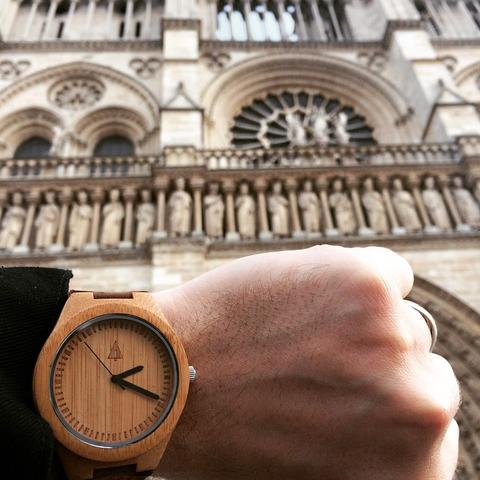 Tree Hut Wood Watch Spotted at Notre Dame Cathedral in Paris, France