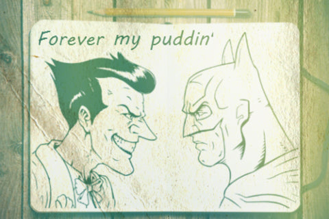 batman puddin and harley inspired engraved watch | treehutco