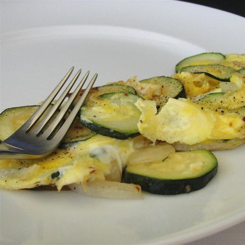 Zucchini and scrambled eggs paleo diet breakfast recipes quick and healthy | content by Tree Hut Co. 