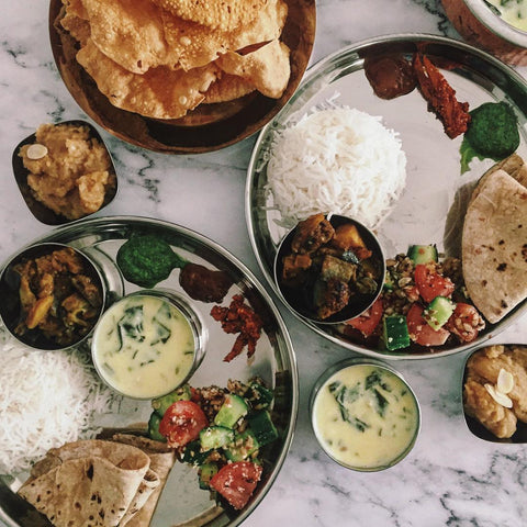 Flatlay of spicy Indian cuisine