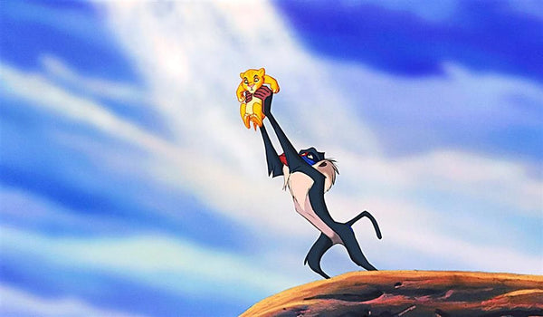 Scene from the Lion King Holding Simba Up in the Air