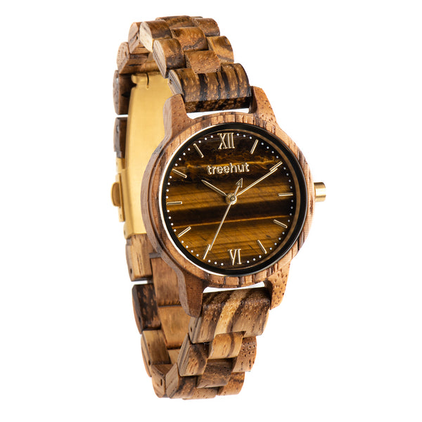 TREEHUT Wood Watches | Yellow Brown | Womens Watch | Marble