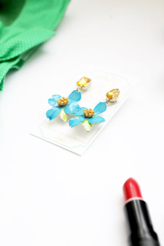 vintage turquoise flower handmade by hattitude jewels in canada