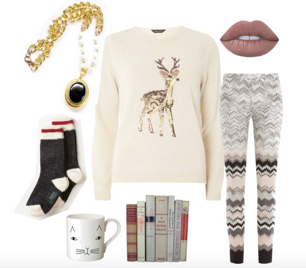 winter style outfit for cozying up by the fire and reading a good book 