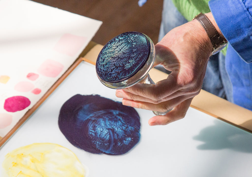 painting with plant pigments - mixing indigo pigment