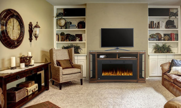 BROWN TV STAND WITH ELECTRIC FIREPLACE FOR 66" TV (NEFP42-1715BW)