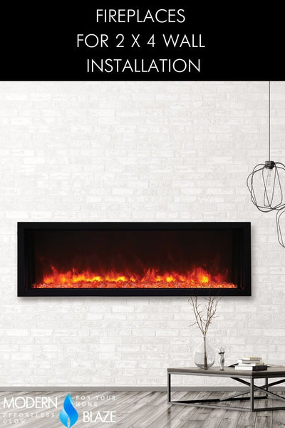 Fireplaces for 2x4 wall installation