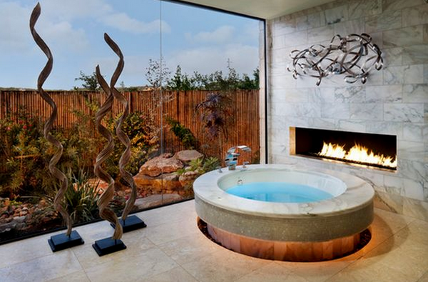 Modern Fireplace in the bathroom