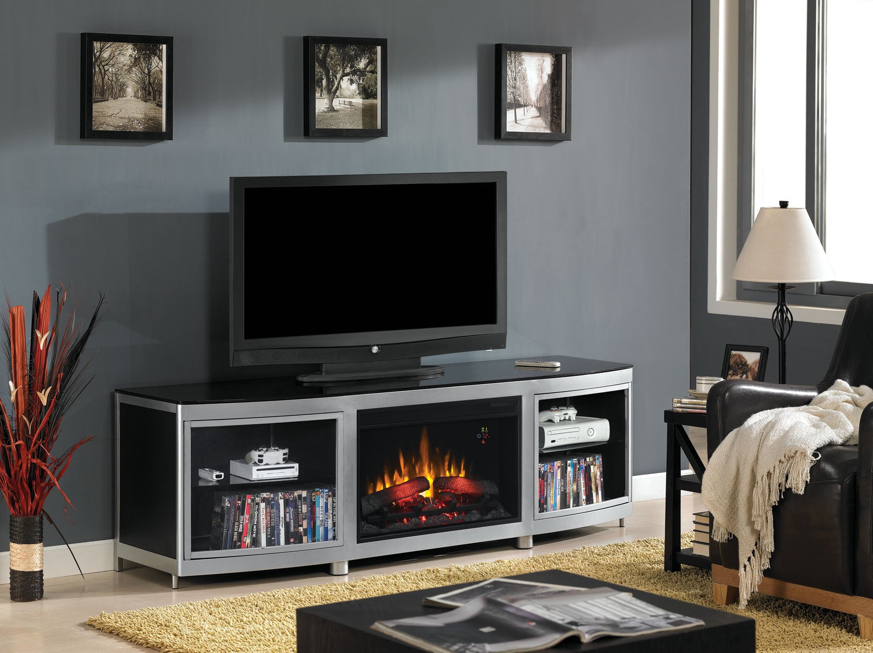 Classic Flame Gotham TV Stand for 80" TV with Electric Fireplace (26MM9313-D974)