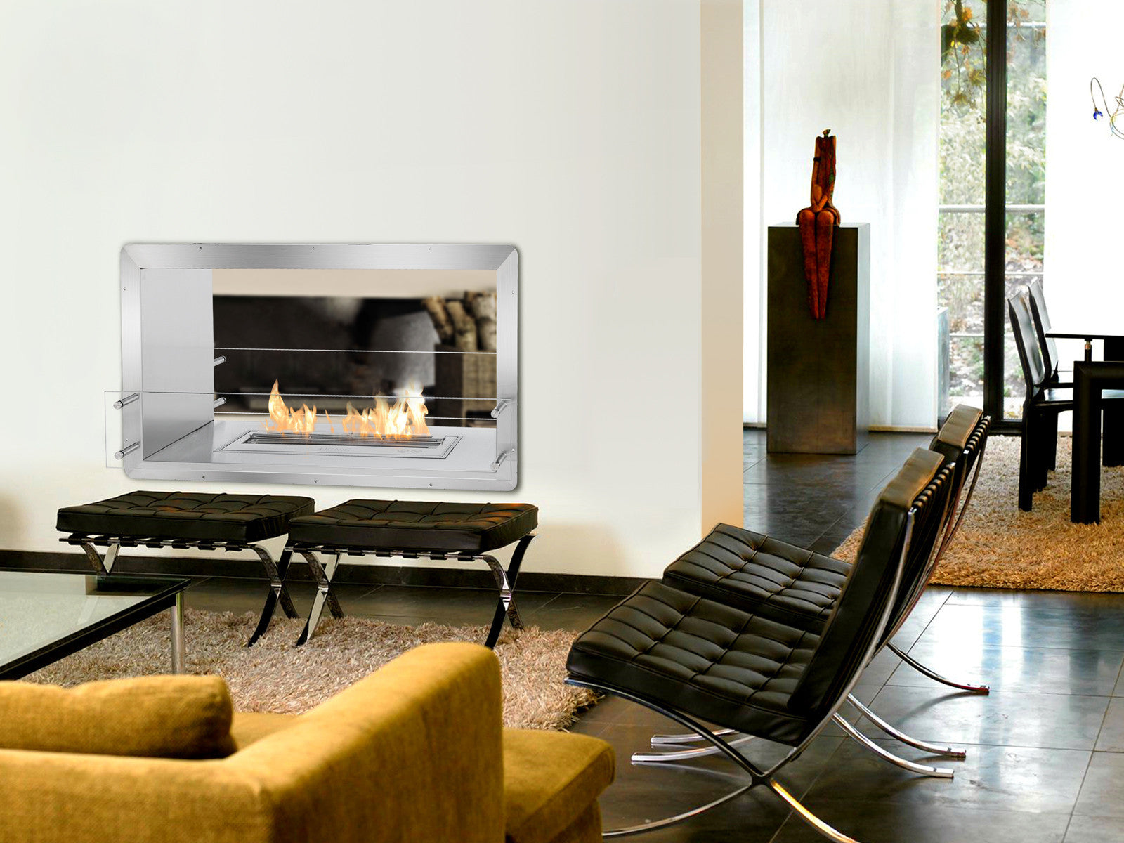 gnis Ethanol Firebox - 39" Built-in See-Through Ventless Fireplace (FB2400-D)