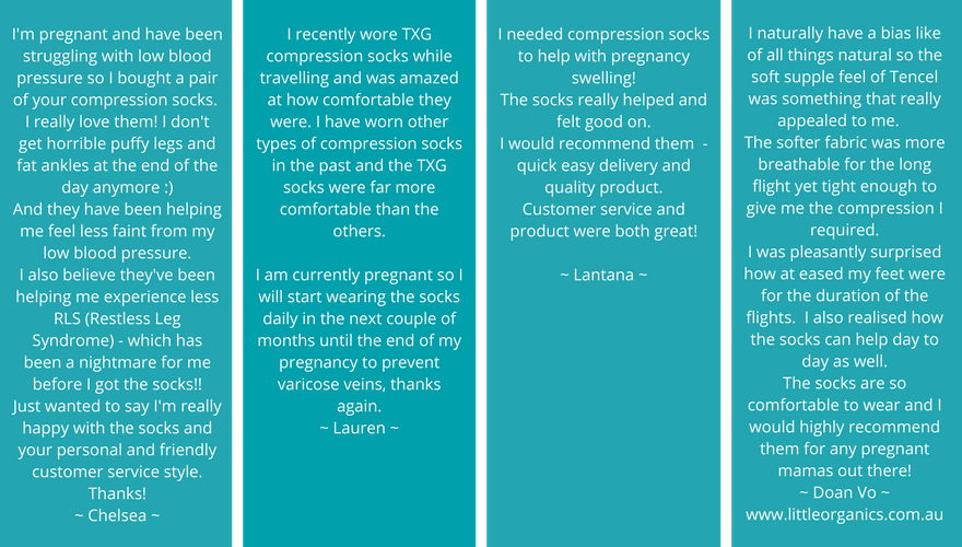 What our customers are saying about their TXG compression stockings for pregnancy