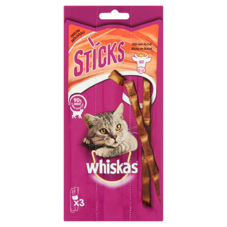 Passend was Ademen Whiskas - Catsticks Rund - Kattensnacks - 18g – Achazz