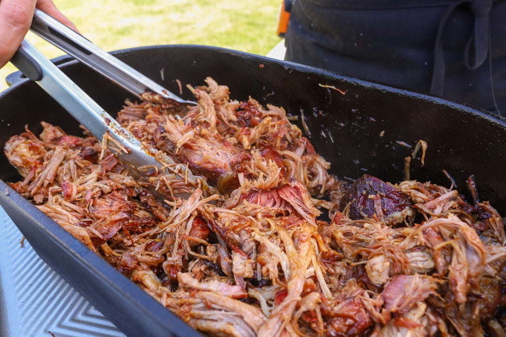 smoked Hawaiian pulled pork served with thongs
