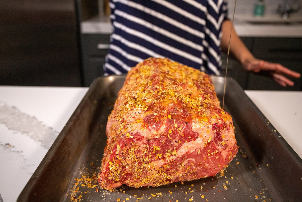 drizzle prime rib roast with olive oil