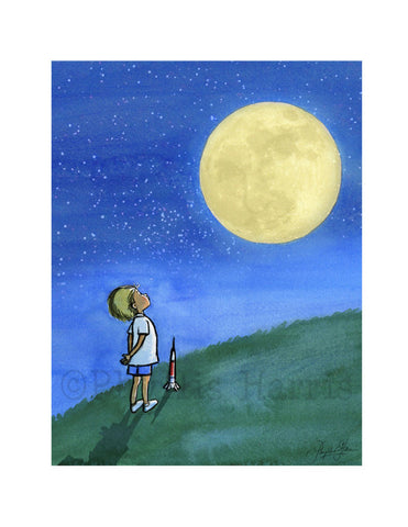 Little Boy And The Man In The Moon - Boy's Wall Art - As seen in Vanity Fair Magazine
