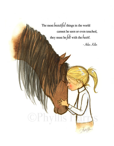 Horse Wall Art for Girls - Horse and Little Girl Embrace