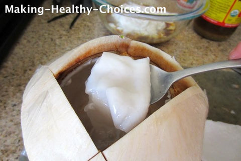 fresh coconut meat from coconut