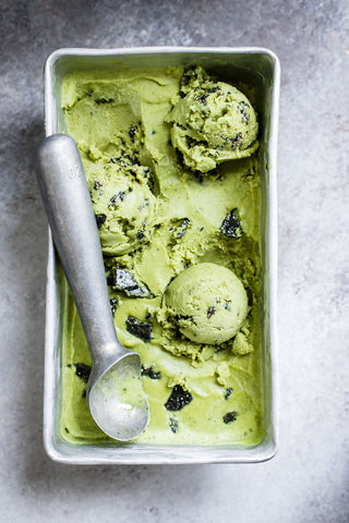 Encha Matcha Coconut Ice Cream With Black Sesame Brittle Chips
