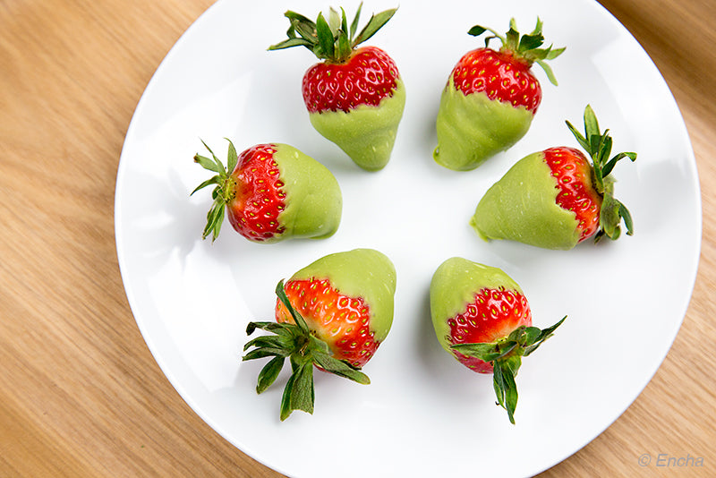 matcha chocolate-dipped strawberry fresh strawberries with culinary-grade Encha