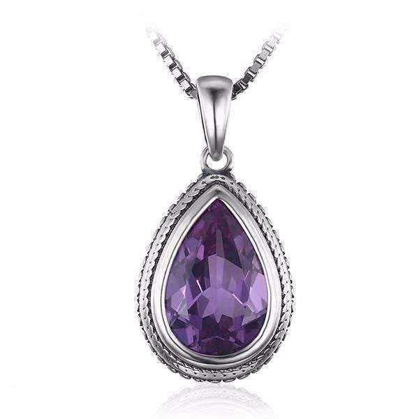 CLEARANCE Sterling Alexandrite Lab Sapphire 15x10mm Pear Accented Pendant