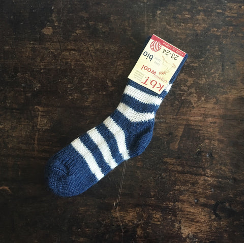 Organic Wool Socks - Denim Stripe