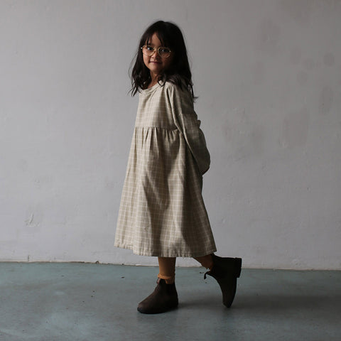 Organic Cotton Flannel Dress - Natural Check