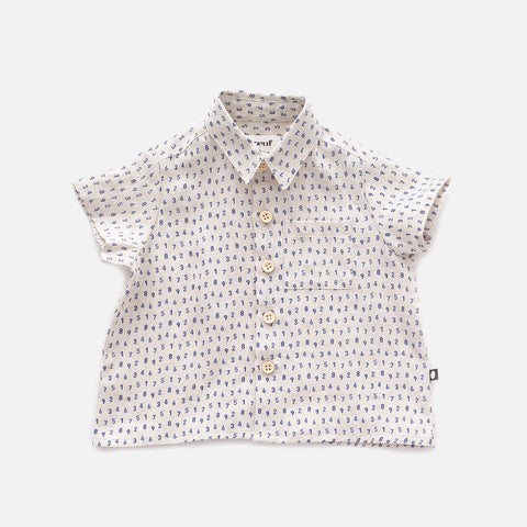 Linen Button Down Shirt - Beige/Numbers - 12m-10y