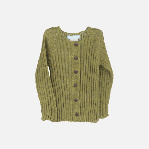 Alpaca Rib Cardigan - Dark Lime - 2-9y