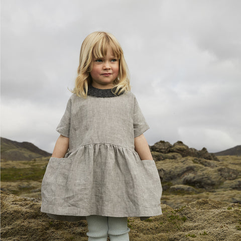 Linen Pocket Dress SS - Mini Check - 6-18m