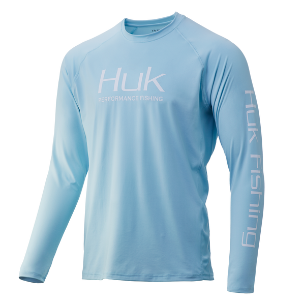 HUK Mens Tech Hybrid Solid Raglan Long Sleeve Button Down Performance Shirt with UPF 30 Sun Protection 