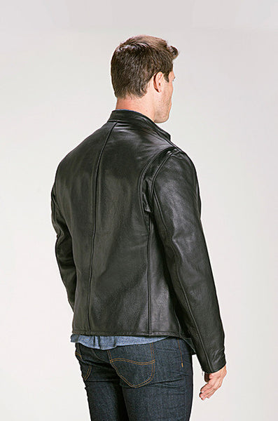 Schott Nyc Waxed Black Natural Pebbled Cowhide Cafe Leather Jacket