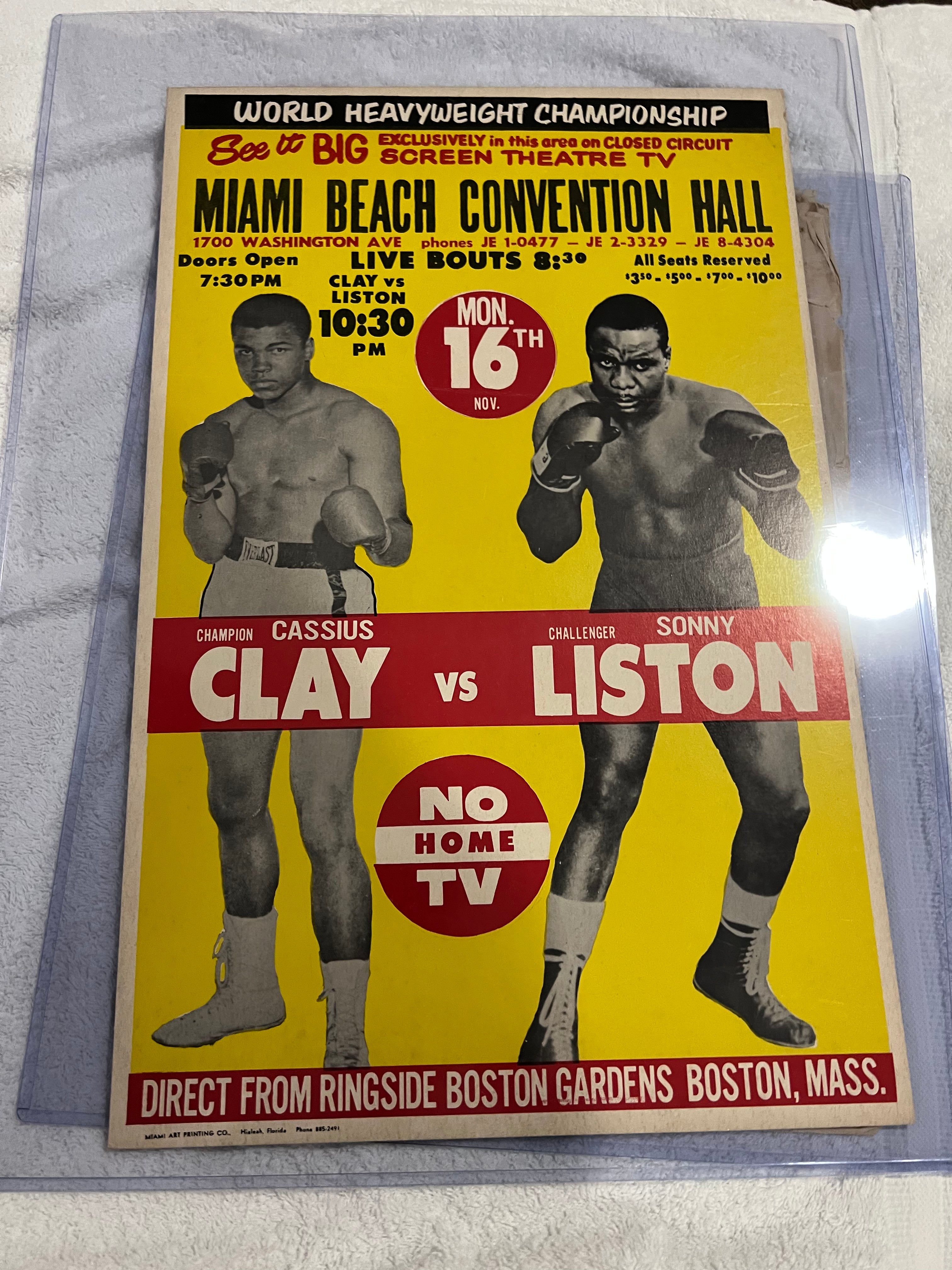 Cassius Clay Vs Sonny Liston Closed Circuit Poster 1965 Phantom